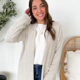 Cream/Taupe Brushed Fabric Lightweight Cardigan