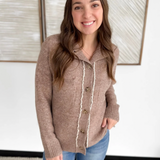 Mock Neck Sherpa Lined Button Cardigan (2 colors)