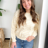 Muted Yellow/Ivory Striped Knit Sweater
