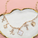 Gold & Pearl Clover Charm Necklace