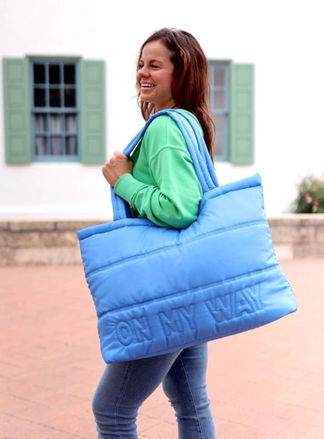 Blue Puffer Tote - On My Way