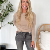 Double Layer Boat Neck Taupe Top