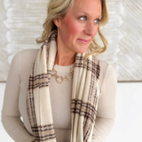 Mustard Soft Plaid Fringe Scarf