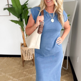 Dark Denim Long Midi Dress