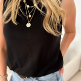 Black Soft Bubble Hemline Tank Top