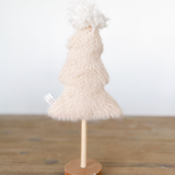 Cream Fabric Tree on Wood Stand