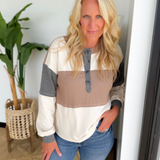 Color Block Waffle Patch Henley Top