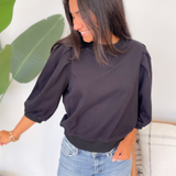 Angela Black Puff Sleeve Top