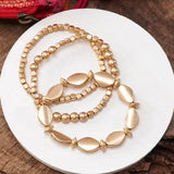 Worn Gold Tone 3 Boho Bracelets Stack