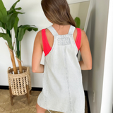 Stripe Denim Overall Mini Dress