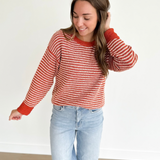 Two Tone Orange & Ivory Stripe Sweater