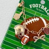 Football Bow Heart Charm Necklace