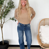 Mock Neck Lace Long Sleeve Top