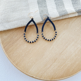 Wood Teardrop Beaded Earrings