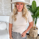 Ribbed High Neck Knit Sweater Top