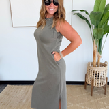 Olive Buttery Soft Sleeves Maxi Dress