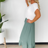 Arabella High-Low Ruffle Midi Skirt