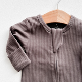 Organic Cotton Ribbed Footie - Charcoal