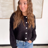 Black Soft Knit Button Cardigan