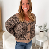 Brown Leopard Button Cardigan