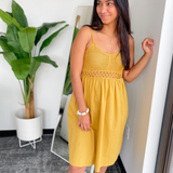 Oakley Crochet Mustard Mini Dress