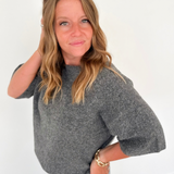 Charcoal 1/2 Sleeve Knit Sweater