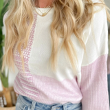 Light Purple Color Block Knit Sweater