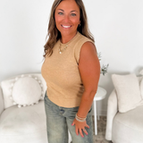 Taupe Round Neck Sweater Vest