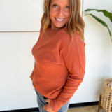 Dark Copper Waffle Knit Sweater
