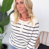 Natalie Navy Striped Knit Sweater