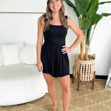 Black High Waist Tank Romper