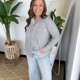 Striped Button Down Collared Top (2 colors)