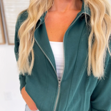 Casual Zip Up Relaxed Jacket-Green