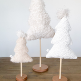 Cream Fabric Tree on Wood Stand