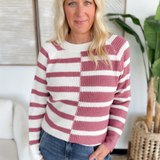 Rose/Cream Mutli Striped Knit Sweater