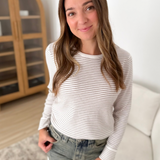 Brown Pin Stripe Ivory Knit Sweater