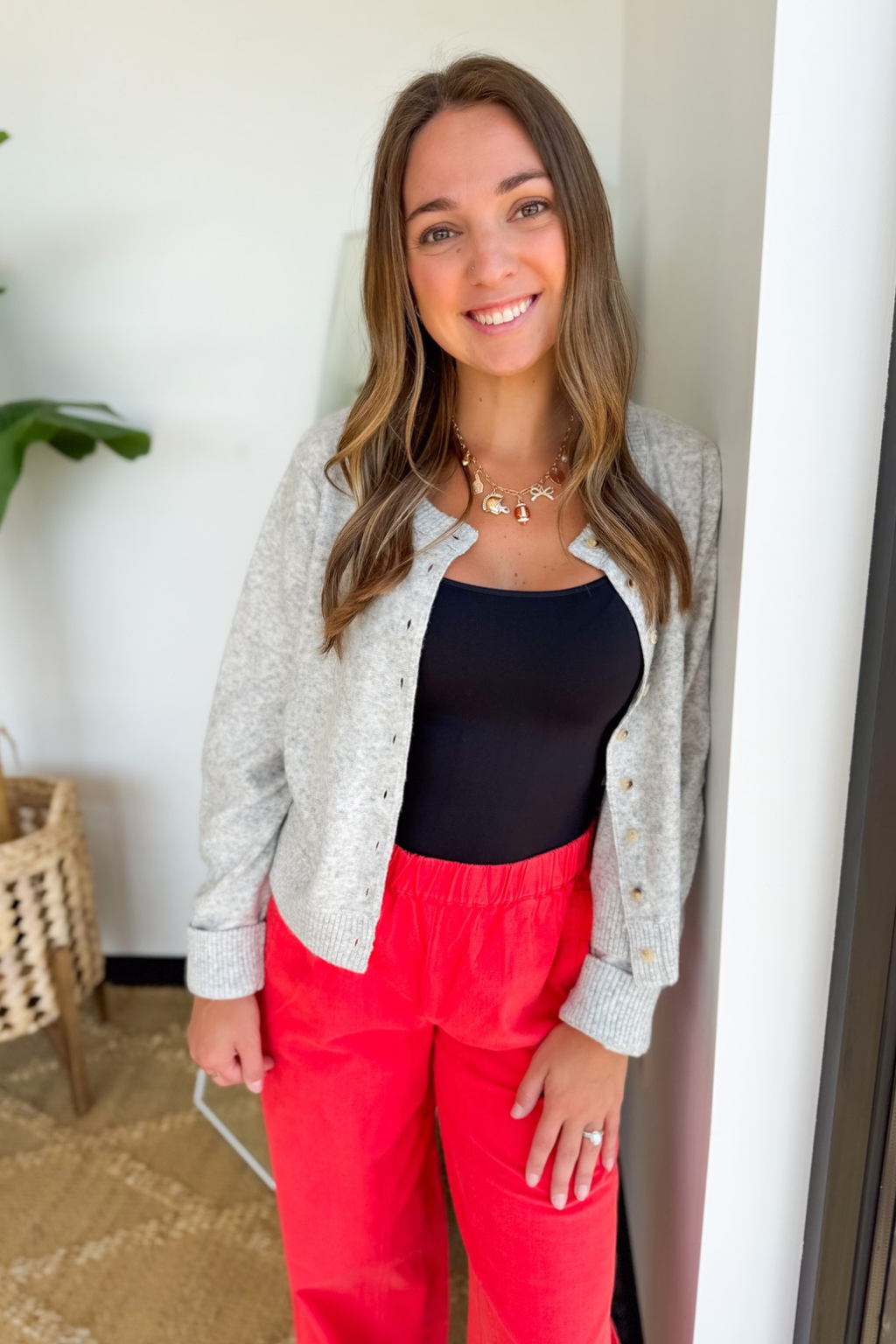 Heather Grey Button Up Cardigan Sweater