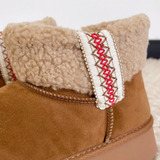 Chestnut Embroidered Platform Boots