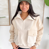 Carter Sherpa Cream Half Zip Pullover