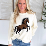 Cream Knit Horse Sweater