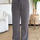 Ava Black Denim Elastic Waist Pants