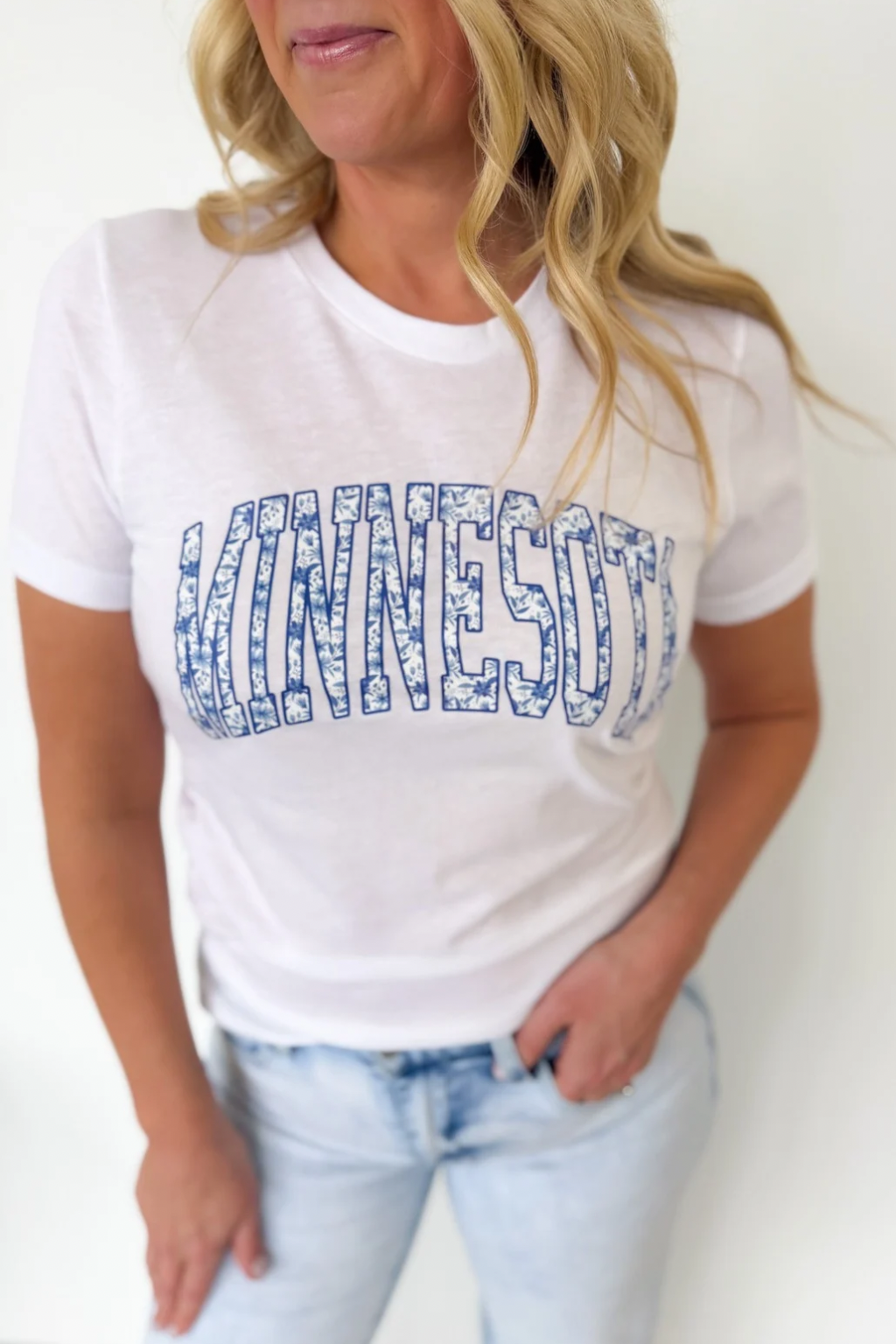 Blue Floral White Minnesota Tee