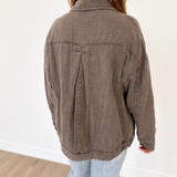 Relaxed Vintage Black Coffee Denim Jacket