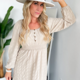 Elodie Long Sleeve Taupe Midi Dress