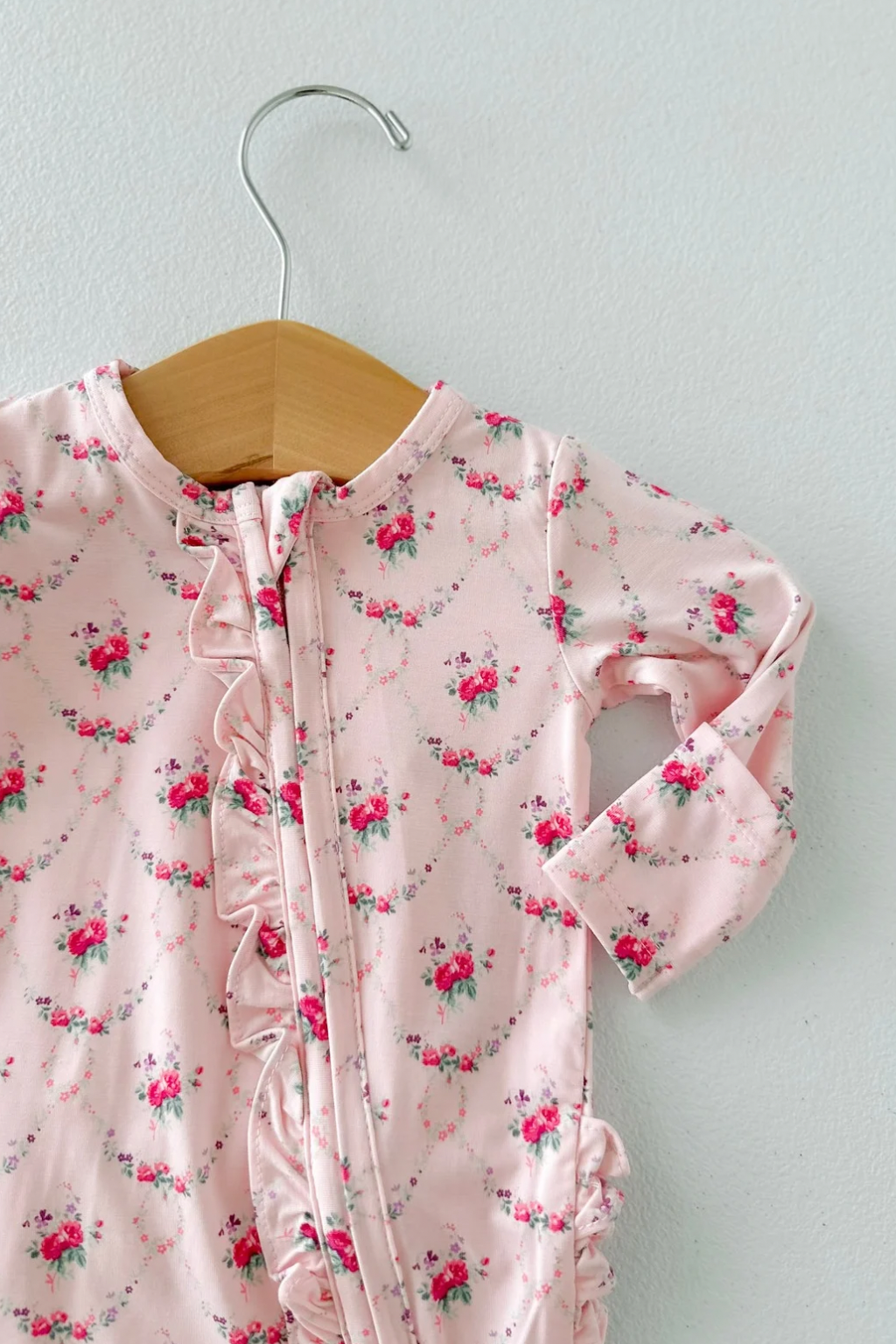 Rose Garland Ruffle Footie