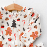 Gingerbread Waffle Zip Up Romper