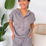 Reese Grey Short Sleeve Jumpsuit