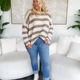 Jovie Striped Relaxed Fit Sweater-Curvy