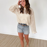 Cream Open Knit Star Sweater