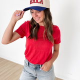 Red Basic Crew Neck Tee